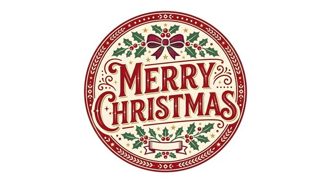 A beautifully designed vintage style merry christmas emblem radiating festive cheer and holiday spirit