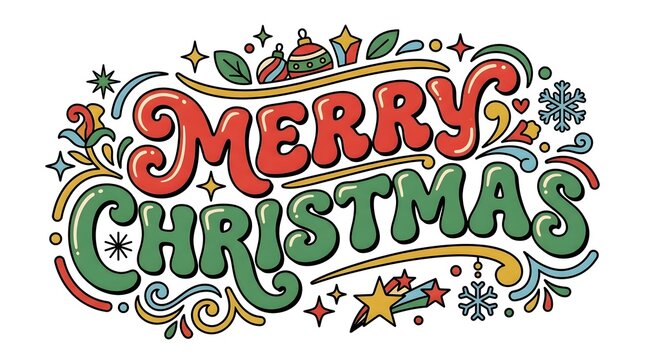 A beautifully illustrated 'merry christmas' greeting filled with festive cheer and holiday spirit