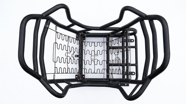 Top-Down View of a Stripped Metal Car Seat Frame with Support Springs