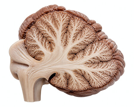 Cerebellum cross section with intricate arbor vitae texture