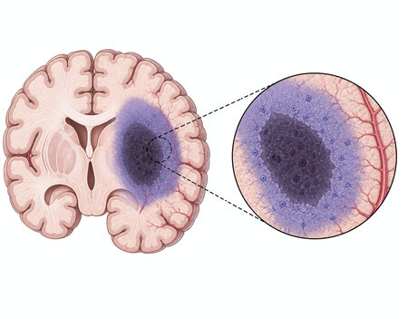 Brain stroke core and penumbra medical illustration
