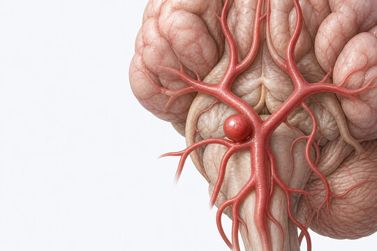 Brain artery aneurysm medical anatomical illustration