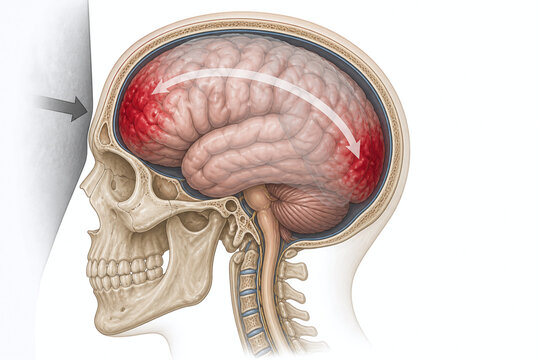 Coup Contrecoup Brain Injury Biomechanics Illustration