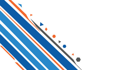 Fototapeta premium Modern Diagonal Abstract Background with Blue Stripes, Orange Lines and Geometric Shapes