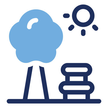 Park Bench Tree Nature Duo Tone Icon