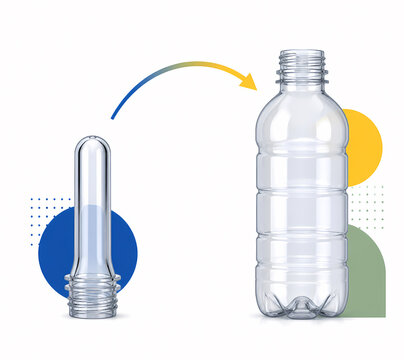 Bottle preform stretch forming illustration
