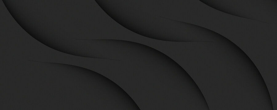 Abstract Dark Black Elegant Dynamic Wavy Gradient Background with Light Lines Effect