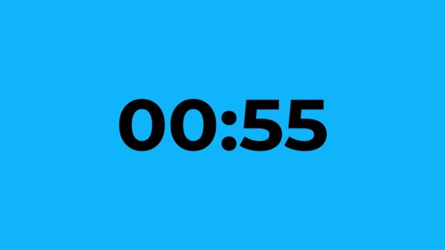 Countdown video, One minute countdown animation from 60 second to 0 seconds on a transparent background, 60 seconds countdown video in 4k