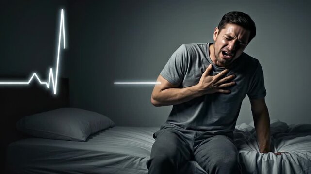 Sudden chest pain indicating cardiovascular distress, a critical moment for heart health support and immediate medical intervention for potential disease treatment