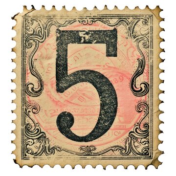 Stamp alphabet number 5 font text creativity.