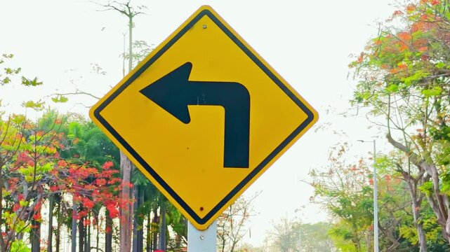 Sign  , Right-Hand  . Sharp , Curve , Warning  , 