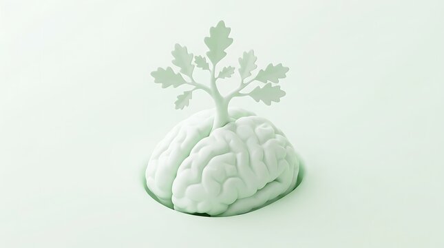 A symbolic depiction of intelligence growing like a flourishing nature tree rising from a human brain representing mental expansion development cognitive health wisdom creative thinking and