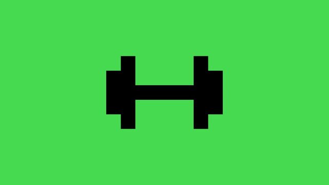 pixel art dumbbell silhouette icon animation. gym weight equipment sign. workout fitness equipment vector