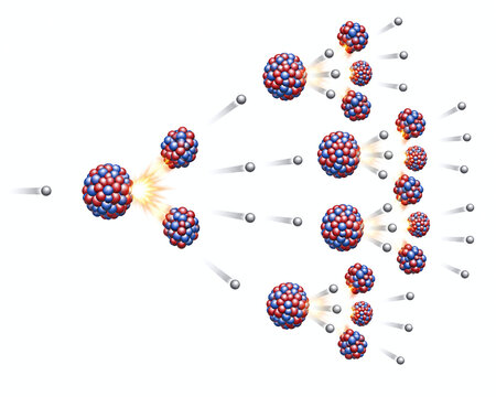 Nuclear Fission Chain Reaction Physics Illustration
