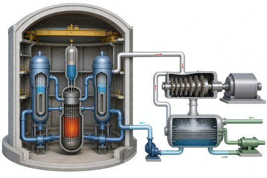 Pressurized Water Reactor Cutaway Technical Energy Diagram