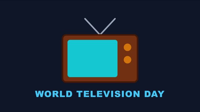 Television day motion animation with retro tv and text overlay 4k media broadcast