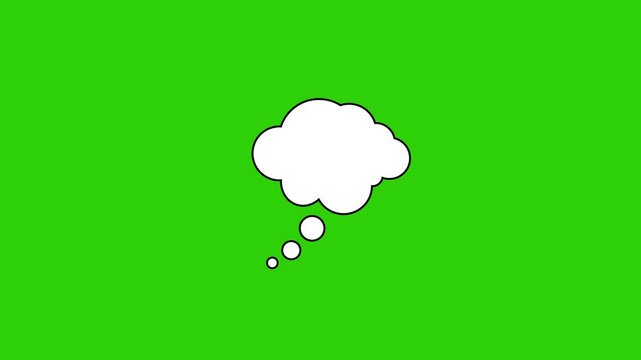 Thought bubble animation on Alpha channel, minimalist comic cloud motion graphic, animated thinking icon, dream bubble element