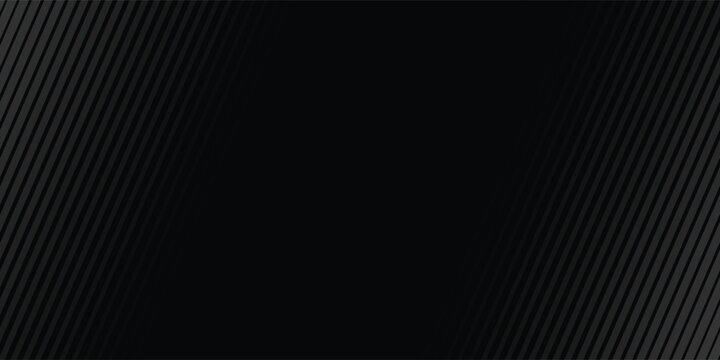 Abstract black background with diagonal stripes pattern texture, modern dark minimalist vector illustration