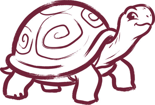 Turtle Cartoon Illustration with Spiral Shell Pattern