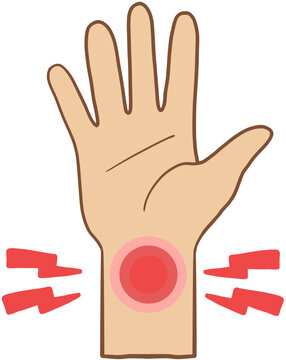 Wrist pain carpal tunnel syndrome orthopedics flat line illustration 