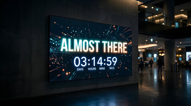 Digital LED countdown display in modern public space