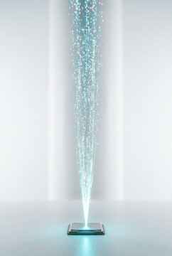 Processor releases a 3D beam of rising particles