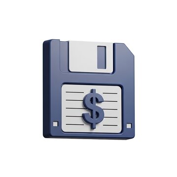 Floppy Disk Icon With Dollar Sign Label White Background Gigapixel With
