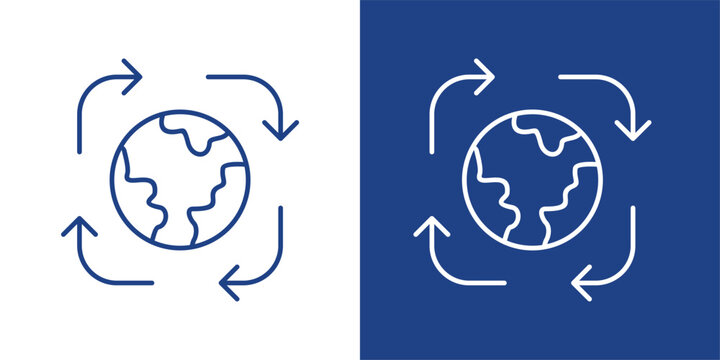 Global Sustainability Blue And White Icon Style Collection