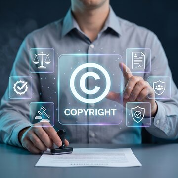 Modern intellectual property technology featuring copyright certification and digital content security interface