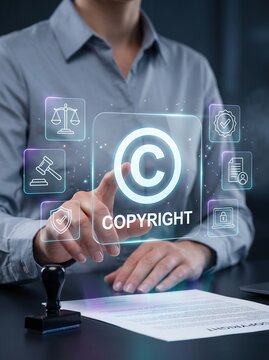 Digital content protection featuring holographic copyright certification and advanced legal compliance technology