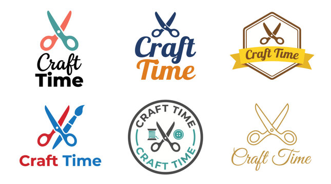 This image features an array of logos themed around craft time, highlighting various artistic styles and playful elements that represent creativity and DIY spirit.