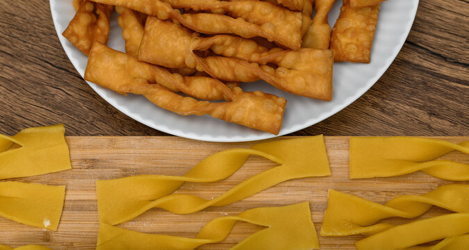 Make delicious homemade snacks, traditional shortcrust pastry for Fat Thursday