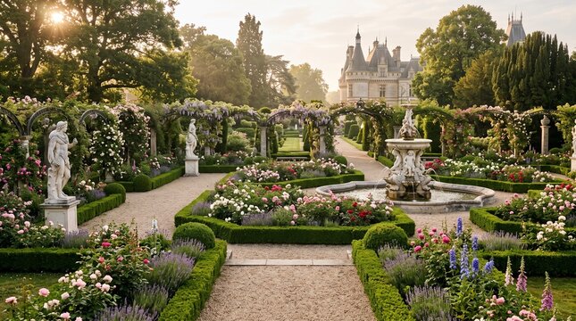 french garden european castle formal gardens rose garden historic estate landscape design botanical garden castle grounds garden fountain statue decoration hedge maze
