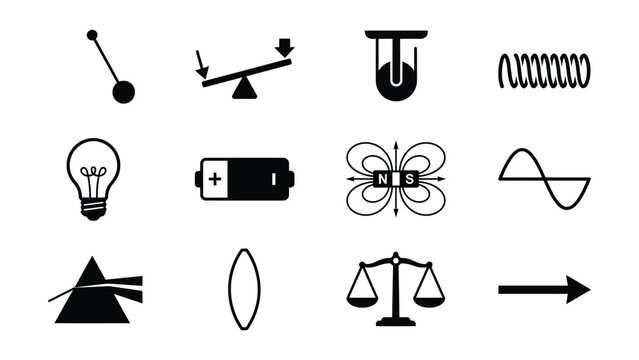 Set of flat physics and electricity icons