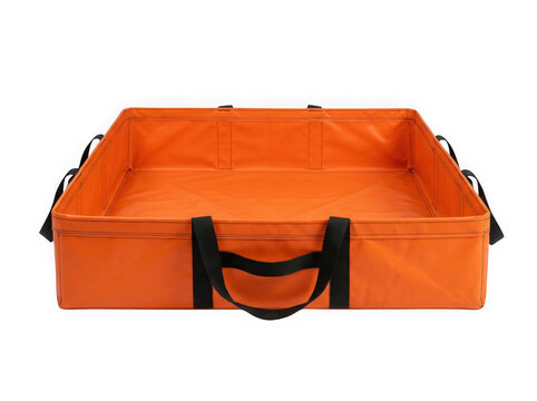 orange folding spill containment berm basin for hazardous liquids isolated on transparent background