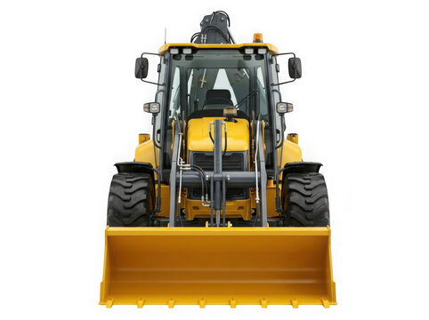 yellow wheel loader heavy machinery for earthmoving construction isolated on transparent background