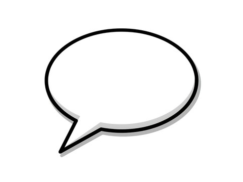 Blank speech bubble outline with a shadow effect on white background