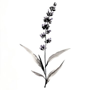 Lavender flower illustration acanthaceae watercolor.