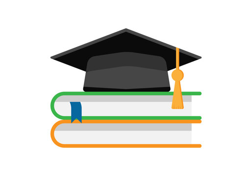 Education icon with graduation cap and book symbol. Transparent PNG and vector illustration