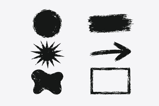 grunge vector shapes, hand drawn ink brush strokes and distressed design elements
