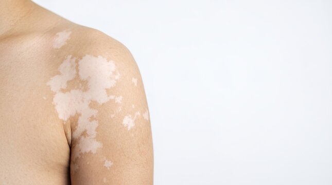 Close Up of Shoulder and Arm with Vitiligo White Skin Patches