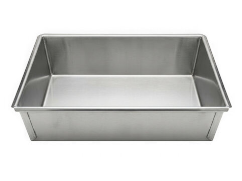 empty stainless steel mud pan drywall plastering tool isolated on transparent background