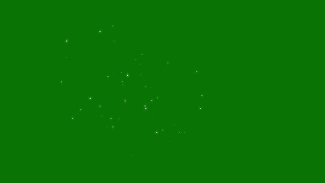 Shimmering fairy dust sparkle line with glowing white stars, fairy shimmer particle overlay transition, cartoon doodle sparkles, fairy dust glitter stars trail transition on a green screen. 4k video