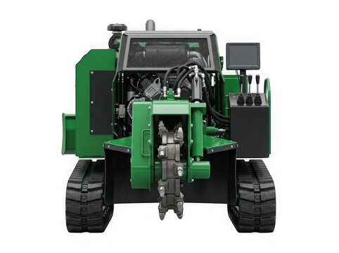 heavy duty trenching machine trencher construction equipment isolated on transparent background
