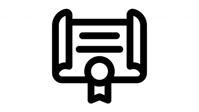 certificate animated Line Icons Premium 4K, Modern Minimal Outline Motion Graphics Collection