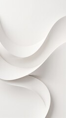 Fototapeta premium Minimalist white paper waves, abstract flowing curves background, elegant monochromatic paper art texture for luxury branding