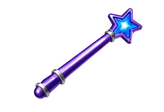 Shiny magic wand with a glowing blue star tip