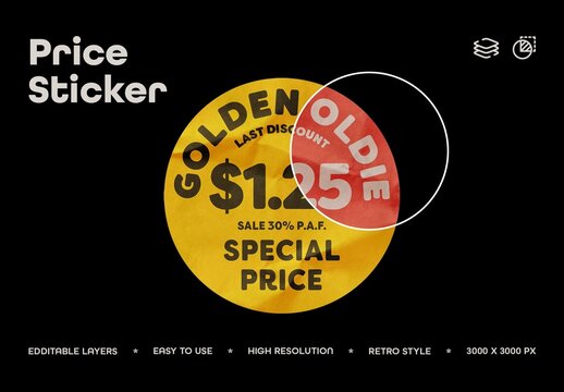 Vintage Price Sticker No 4 For Packaging And Branding Design
