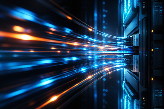 Light pulses racing through fiber to trading engine