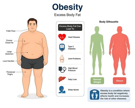 Obesity Health Concept with Excess Body Fat Medical Illustration
